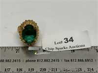 Gold Filled Ladies Green Stone Ring Beautiful
