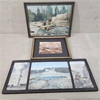 Vintage Framed Yellowstone Pictures