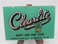 EARLY REVERSED PAINTED CLEAR LITE SHEET GLASS SIGN