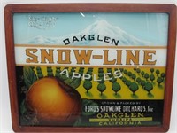 EARLY REVERSE PAINTED SNOW LINE APPLES SIGN
