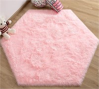 Pink Hexagon Rug for Princess Tent, Fluffy Area