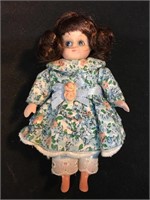 Brown Haired Doll in Floral Dress