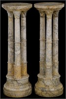 Pr. 3 Column Turned Marble Pedestals
