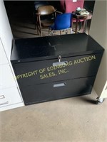 Two drawer black metal filing cabinet