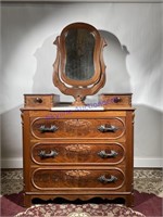 Antique Marble Top Three Drawer Dresser