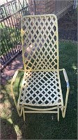 2 METAL OUTDOOR CHAIRS AND GARDEN DECOR