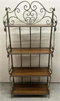 Bakers Rack Folding Metal & Wood Shelf