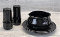 AMERICAN STONEWARE ONYX S & P SET W GRAVY BOAT