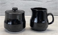 BLACK STONEWARE CREAM & SUGAR SET