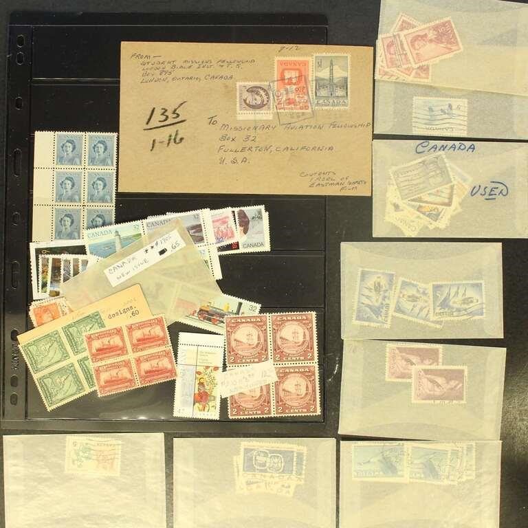 Canada Stamps accumulation of Mint & Used in glass