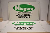 Pair of metal Niagara Ag Chemicals signs (30" x