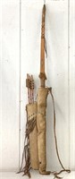 55" Native American Bow & Arrows Real Arrowheads