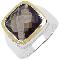 $160  Rhodium Plated Smokey Topaz Ring