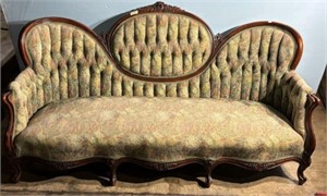Victorian Reproduction Mahogany Parlor Sofa