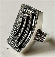Sterling silver Art Deco style marcasite ring