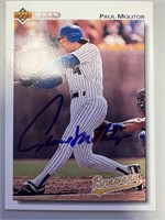 Brewers Paul Molitor Signed Card with COA