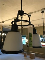 2 light circled in black metal ceiling light