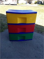 Plastic Multi-Colored 3 Drawer Storage Cabinet