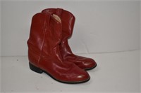 Justin Red Leather Boots Size 3.5 D