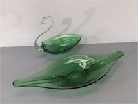Blown Glass Swan and Dish