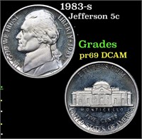 Proof 1983-s Jefferson Nickel 5c Grades GEM++ Proo