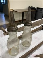 VINTAGE GLASS OIL BOTTLES