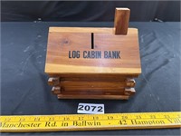 Wood Log Cabin Bank