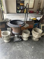 4-Flower Pots (3-Concrete & 1-Plastic)