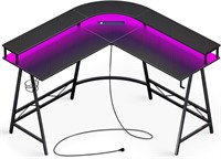 L Shaped Gaming Desk  Carbon Fiber Black  7057TC