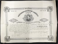 Feb 19, 1863 Confederate States $100 Civil War Loa