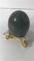 Vintage Stone Egg On Brass Monkey Stand UJC