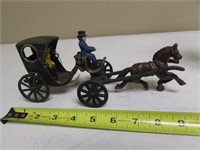 metal carriage,horse & man