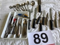 Flatware and knives, serving pieces