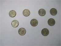 Lot of 9 Philippines Ten Centavos 1944 USA Silver