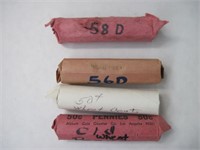 Lot of 4 Rolls of Wheat Pennies 50s + Mixed
