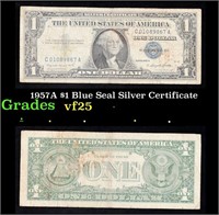 1957A $1 Blue Seal Silver Certificate Graded vf+