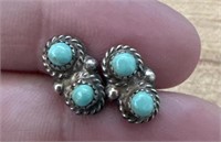 Vintage Turquoise Sterling Silver Post Earrings