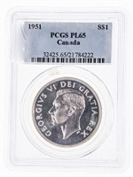 1951 Canada Silver Dollar SWL PL65 PCGS