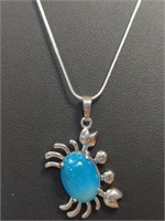 925 stamped 24-in necklace with blue crab pendant