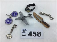 Toy Plane, Knife and Misc Items