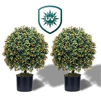 Set of 2-Pre-Potted Artificial Boxwood, 24''