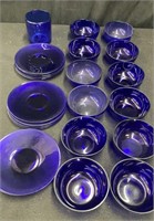 Blue glass dishes