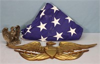 American Flag, Eagle + Eagle Figurine