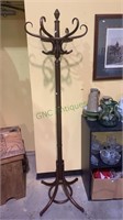 6 foot wood coat rack with six hooks at the top