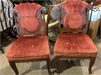 2 matching antique Victorian side chairs with