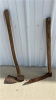 (2) ANTIQUE FARM AXES