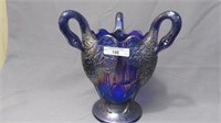 Imp blue carnival Swans vase
