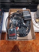Lot of Guitar Foot Pedels and instrument Wires.