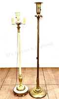 (2) Vintage Brass & Marble Floor Lamps