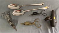 3 Sets of Antique Candle Wick Scissors & More